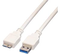 VALUE Câble USB 3.2 Gen 1, A M - Micro B M, blanc, 2 m