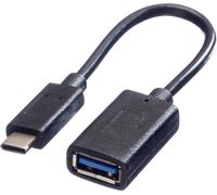 VALUE Câble USB 3.2 Gen 1, Type C - A, M/F, OTG, noir, 0,15 m
