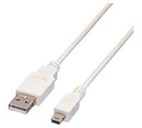 Value Câble USB USB 2.0 USB-A mâle, USB-Mini-A mâle 0.80 m blanc blindé