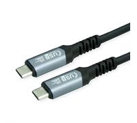 VALUE Câble USB4 Gen 2x2 Type C vers Type C, 2m, Noir - Supporte 48V/5A - Réf: 11.99.9087