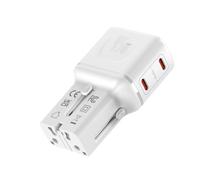 VALUE Chargeur de Voyage USB avec Prise Euro Plate/UK/US, 2X Ports USB-C, 45 W