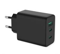 VALUE Chargeur USB avec prise européenne, 3 ports (type A, 2x type C), 65W, GaN