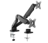 Value Double Bras LCD - Montage sur Table - Vérin à gaz - 5 articulations - Noir