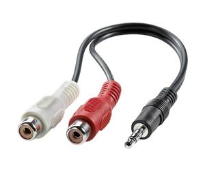 Value marque+generique 11.99.4340 Jack audio Câble de raccordement [1x Jack mâle 3.5 mm - 2x Cinch-RCA femelle] 0.20 m noir blindé