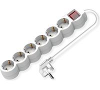 VALUE Multiprise 6 positions avec interrupteur, prises rondes, blanc, 1,5 m