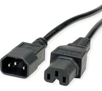 VALUE Netzkabel IEC320/C14 Stecker - C15 Buchse, H05RN-F, schwarz, 1 m