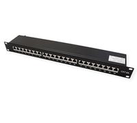 Value Panneau de Brassage Cat.6A A) 19", 24 P, blindé, Noir