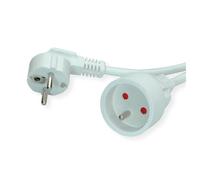 VALUE - Rallonge de câble d'alimentation - power CEE 7/7 (M) pour Français / UTE (F) - CA 250 V - 16 A - 5 m - blanc