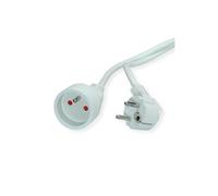 VALUE - Rallonge de câble d'alimentation - power CEE 7/7 (M) pour Français / UTE (F) - CA 250 V - 16 A - 5 m - blanc