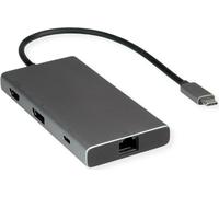 VALUE Station d'accueil USB type C, HDMI+DP 4K60, 3x USB 3.2Gen1 (1x C + 2x A), 1x PD, 1x RJ45