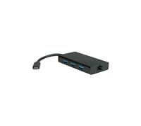 Value 12991109 USB 3.1 Type C vers convertisseur Ethernet Gigabit et hub 3 x USB 3.0 Type A Noir