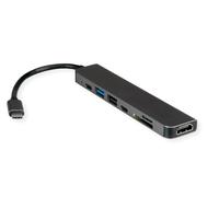 VALUE USB Typ C Dockingstation, HDMI 4K60, 2X USB2.0 C) + 1x USB3.2 Gen1 (A), 1x PD, 1x SD/TF