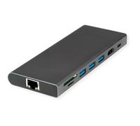 VALUE USB Typ C Dockingstation, HDMI 4K60, 4X US3.2Gen1 (1x C + 3X A), 1x PD, 1x SD/TF, 1x RJ45, 1x 3.5mm