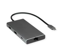 VALUE USB Typ C Dockingstation, HDMI+DP 4K60, 3X US3.2Gen1 (1x C + 2X A), 1x PD, 1x RJ45