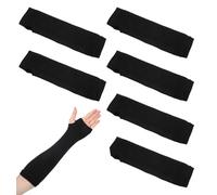 ValueBargain Lot de 6 manchons pour femme - Noir - Sans doigts - Avec trou pour les pouces - Couvercles élastiques en plâtre court - Lavable - Protection pour bras de douche