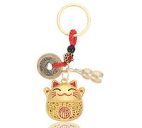 ValueBargain Maneki Neko Porte-bonheur, porte-bonheur japonais avec cinq pièces de monnaie empereur et citrouille, 9,8 cm, figurine de chat pour la prospérité et la protection
