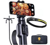 VALUEFIND Camera endoscopique Inspection canalisation pour Smartphone Filaire orientable Cable 2m Compatible Android/iphone Camera Plombier +Lampe Frontale avec detecteur de mouvements en Cadeau