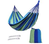 ValueHall extérieur Doux en Coton Tissu hamac brésilien Double Largeur 2 Personne Voyage Camping hamac (Classique Bleu)