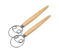 ValueHall Fouet à Pâte Danois 2 Pièces Fouet à Pâte à Pain de 13 Pouces Fouet Hollandais en acier inoxydable Dough Whisk avec poignée en Bois pour Pâte à Pain V4B05