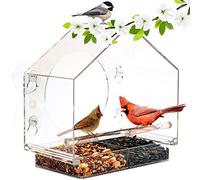 ValueHall Mangeoire à Oiseaux en Acrylique Mangeoire à Oiseaux pour Fenêtre Transparent Mangeoire de Fenêtre avec 4 Ventouses et Bac à Semences Amovible V7D07