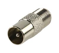 Valueline FC-025 F Adaptateur connecteur femelle vers fiche coaxiale mâle, nickel, argenté