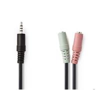 Valueline Polybag Prise de casque micro mini jack 4 pôles (M) pour mini jack stéréo (F) 20 cm noir