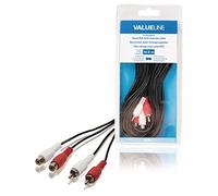 Valueline VLAB24205B100 Câble rallonge audio stéréo 2 x RCA mâle - femelle, 10 m, noir