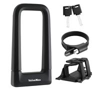 ValueMax Antilvol en U pour Vélo avec Revêtement en Silicone, Antivol de Vélo Noir avec Support de Montage Robuste, Serrure de Vélo avec Sangle pour Bicyclette, Moto