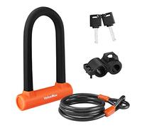ValueMax Antivol en U pour Vélo, Antivol de Vélo Noir avec 1,8 m Câble, Serrure de Vélo avec Support de Montage Robuste, Idéal pour Bicyclette, Scooters, etc