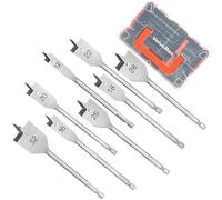 ValueMax Jeu de 8 Mèches à Bois Plates en Acier au Carbone Ø12, 16, 18, 20, 22, 25, 28 et 32 mm avec Tige Hexagonale de 1/4", 15 Forets et 32 Embouts de Tournevis