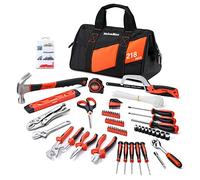 ValueMax Kit d'outils de maison 218 pièces avec sac à outils de 33 cm, ensemble d'outils de réparation domestique et de bricolage, y compris jeu de pinces, jeu de douilles métriques, clé à cliquet