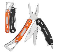 ValueMax Pince Multifonction en Acier Inoxydable 9 en 1, Couteau Multifonction, Multitool Parfait pour Extérieur, Camping, Randonnée, Réparation Simple, Orange et Noir