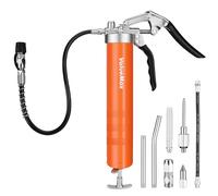 ValueMax Pistolet à Graisse 6000PSI, Pompe à Graisse Manuelle avec Tuyau Flexible 24/45cm, Pistolet Graisseur pour Cartouche de Graisse avec Capacité de 400ml, 2 Tubes Métalliques 11/14,5cm et 5 Buses