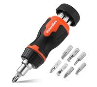 ValueMax Tournevis à Cliquet Court avec Embouts Magnétiques, Stubby Tournevis à Cliquet, Tournevis de Poche, Mini Tournevis pour Espaces Restreints