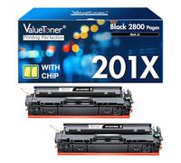Valuetoner Cartouche de toner compatible pour HP 201X 201A CF400X CF401X CF402X CF403X CF400A pour Color Laserjet Pro MFP M252dw M277c6 M277dw M277n M252n M277 haute capacité (2 noirs)