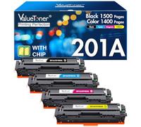 Valuetoner Cartouche de toner de rechange pour HP 201A CF400A CF401A CF402A CF403A pour Color Laserjet Pro MFP M277dw M252dw M277n M277c6 M252n M277 (noir, cyan, magenta, jaune)