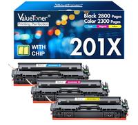 Valuetoner Lot de 3 cartouches de toner de rechange pour HP 201X 201A CF401X CF402X CF403X pour Color Laserjet Pro MFP M277dw M252dw M277n M277c6 M252n M277 (noir, cyan, magenta, jaune)