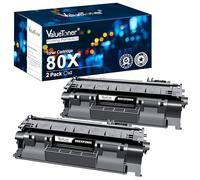 Valuetoner Lot de 80 cartouches de toner de rechange pour imprimante HP CF280X CF280A 80A O5A CE505A pour imprimantes Laserjet Pro 400 M401dn, M401dne, M401n, MFP M425dn, M425dw, Laserjet P2055DN (2 noir)
