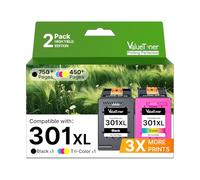 Valuetoner Lot de Cartouches d'encre 301 301 XL compatibles avec HP 301 pour HP Envy 4500 5300 4504 5534 5532 Officejet 4630 4632 Deskjet 2540 1510 (1 Noir, 1 Couleur)