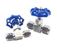 Valve, 1 pièces vanne à aiguille à double virole 6mm 8mm 10mm Instrument source d'air tuyau de régulation de débit globe en acier inoxydable 304(6 mm)