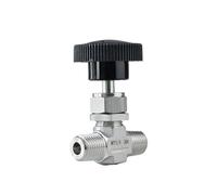 Valve à Aiguille Droite Robinet à soupape filetage mâle NPT en acier inoxydable 1/4", 3/8", 1/2", avec tige de réglage, poignée ronde noire, robinet pointeau haute pression(3/8")