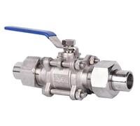 Valve à billes en acier inoxydable, Robinet à bille trois pièces en acier inoxydable 304 avec manchon soudé, 1,6 MPa, 0,5-2 pouces(2Inch)