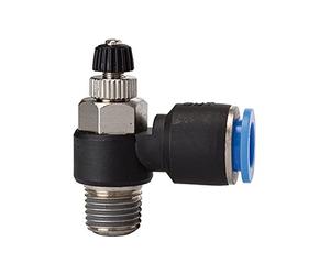 Valve anti-boulochage « Série bleue » - R1/8 A - Pour Schl.-Diamètre extérieur 8 mm - Distance de travail max. 15 bar - Plastique/MS vern.