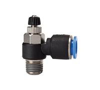 Valve anti-boulochage « Séries bleues » - R3/8 A - Pour Schl.- Diamètre extérieur 8 mm - Distance de travail max. 15 bar - Plastique/MS vern.