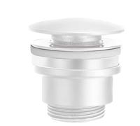 Valve Click Clack compatible avec lavabos et bidets en laiton VCC007-BL Évacuation lavabo Installation facile bouchons de vidange de lavabo, Universel avec ou sans trop-plein, Pop-Up couleur blanc mat