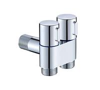 Valve d'angle de remplissage à trois voies en alliage de Zinc G1/2, montage mural, pulvérisateur de nettoyage d'eau un en deux sorties for accessoires de salle de bains et de toilettes, 1 pièces