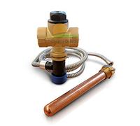 Valve de décharge thermique à double sécurité 3/4" F pour chaudières à combustible solide, avec raccord capillaire orientable - étalonnage 97 °C