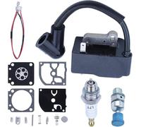 Valve de décompression de bobine d'allumage Kit pour Husqvarna 445 450 450E avec Kit de réparation de carburateur, bougie d'allumage 573935701 504571401