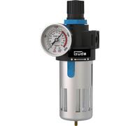 Güde Réducteur de pression de filtre 1/4" (filetage de raccordement IG 1/4", pression de travail maximale 10 bar, à monter sur des compresseurs/conduites d'air comprimé, avec séparateur d'eau, vanne