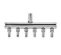 Valve de répartition d'air pour aquarium en acier inoxydable, entrée 8 mm à sortie 4 mm |Bouton moleté 2 4 6 voies Options collecteur d'air pour pompe à oxygène d'aquarium (8 to 4mm six-hole splitter